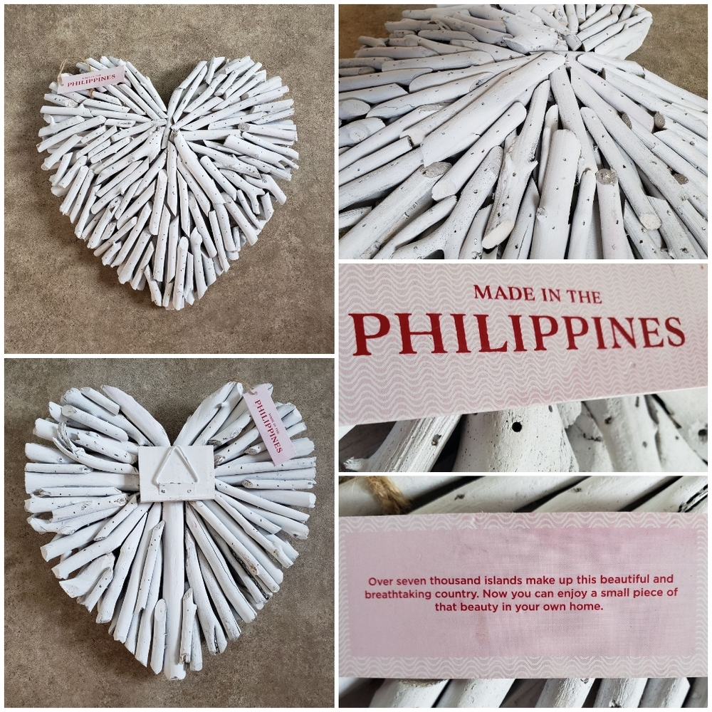 Handmade driftwood folk Art heart Wall Decor Made in Philippines